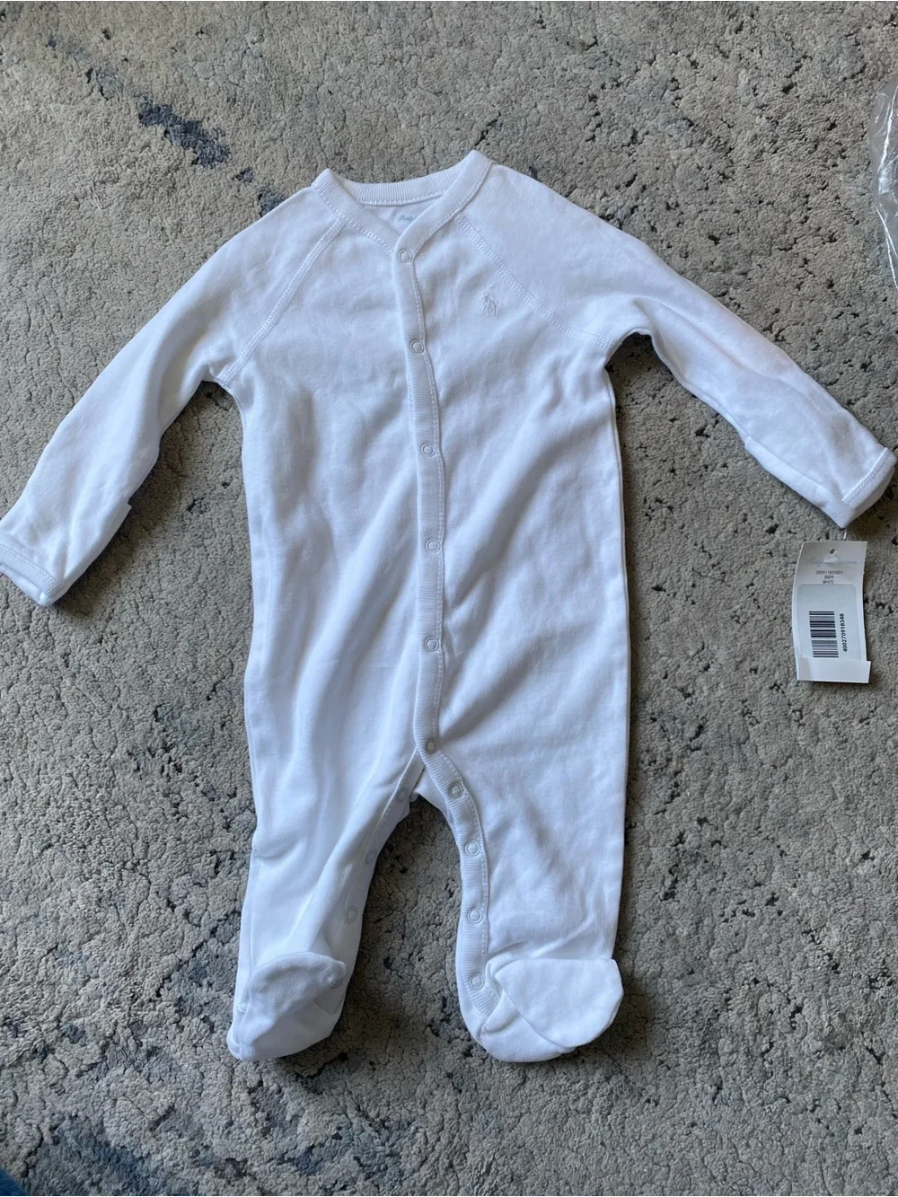 NWT White Long-Sleeve Footed Baby One-Piece Sz 3M